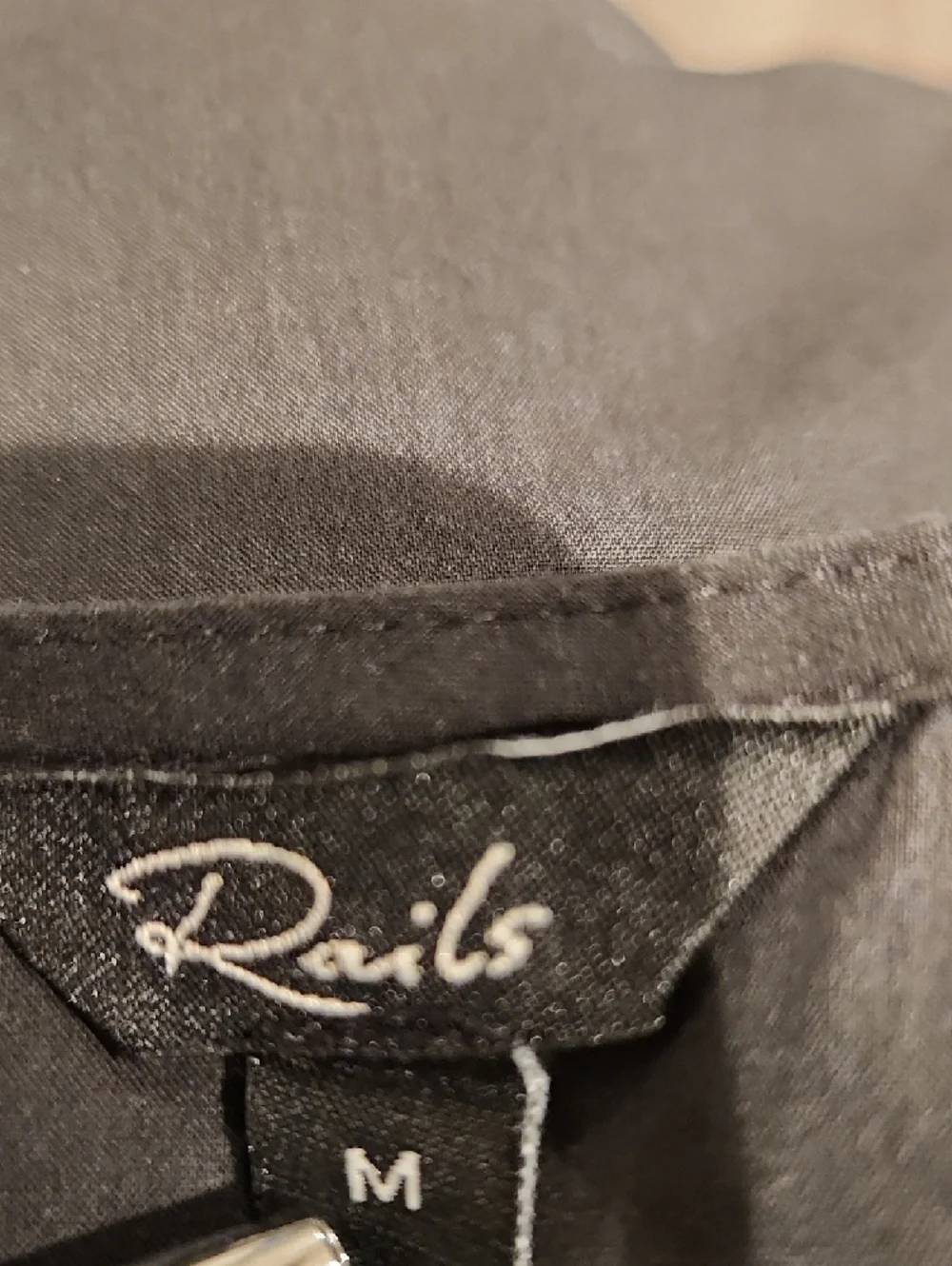 Rails Rizo Cutout Poplin Black Midi Dress with Front V- Neck- Medium - Picture 9 of 11